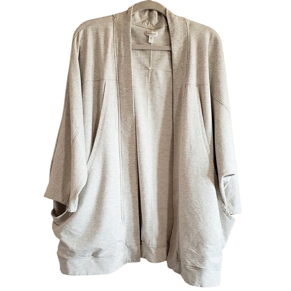 Garnet Hill Cardigan Women's Gray L Oversized Relaxed Athleisure Comfy Sweater - Picture 1 of 14